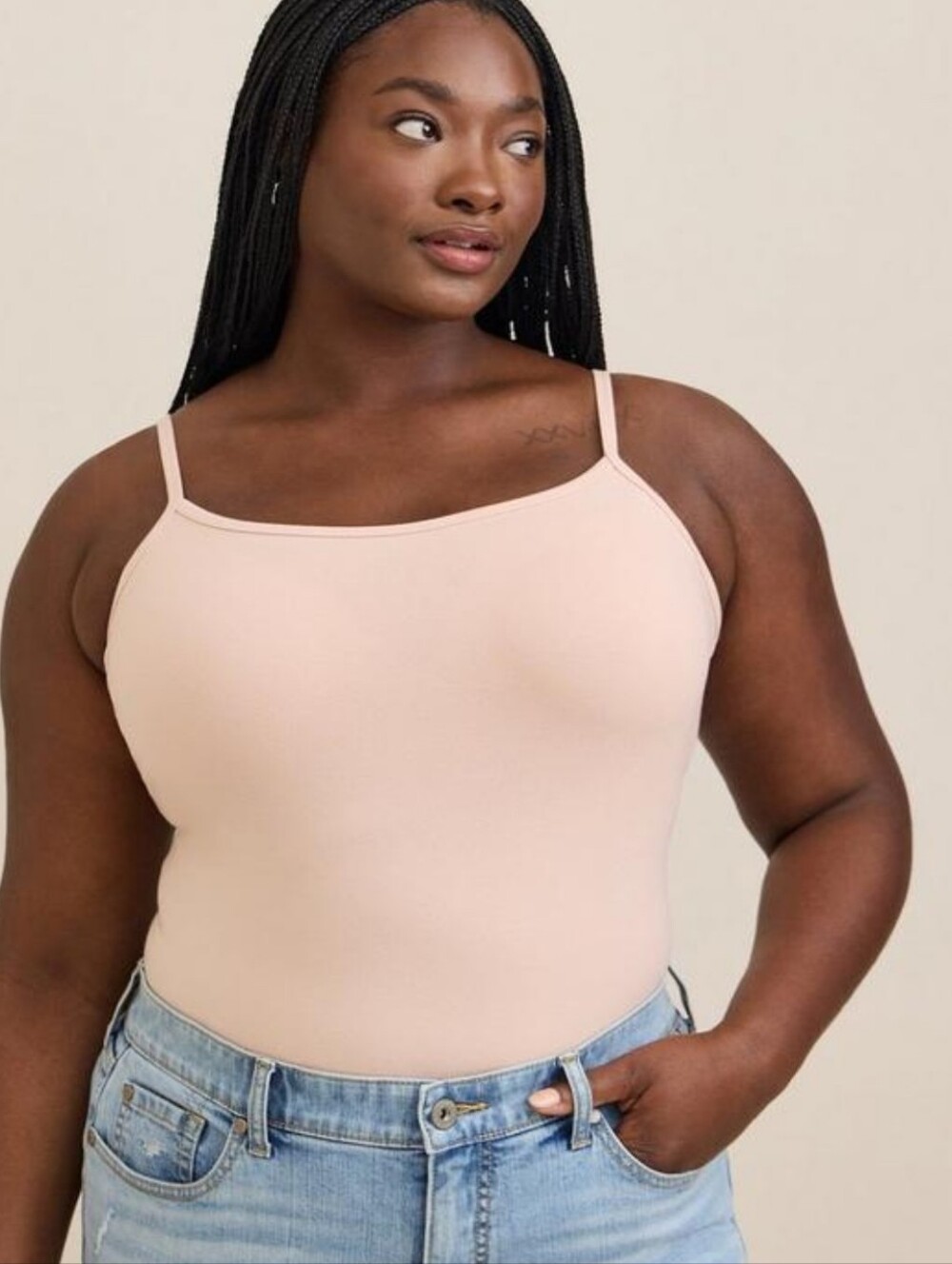 Women's Slim Fit Scoop Neck Cami - Pale Pink